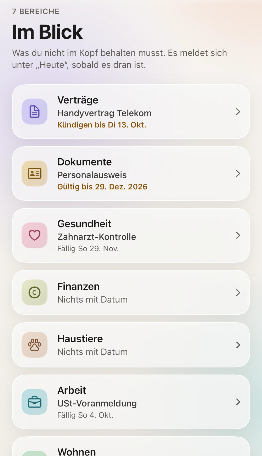 Im Blick: Verträge, Dokumente, Gesundheit mit nächsten Fristen